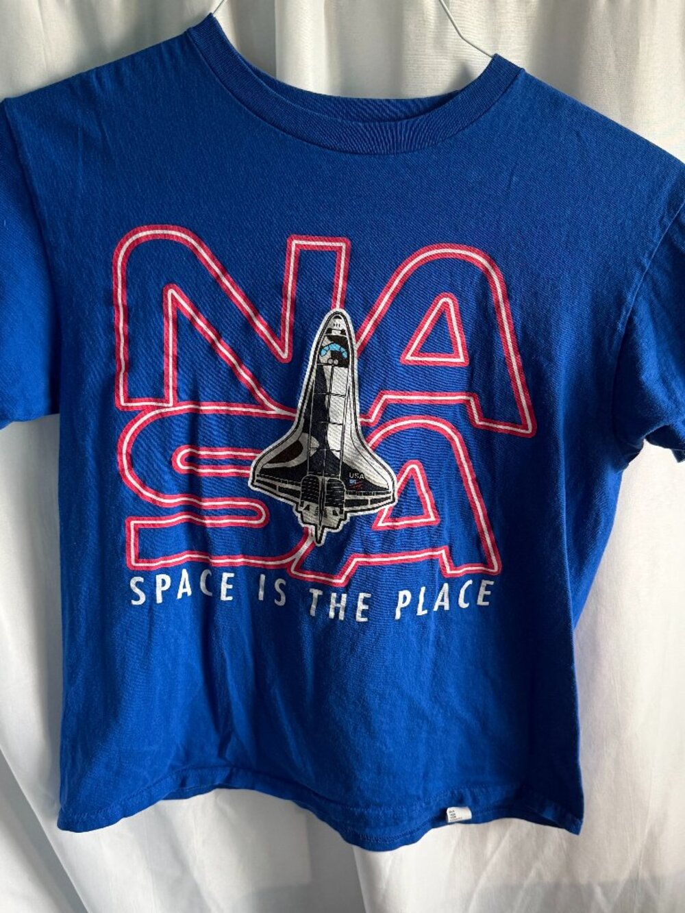 Boys NASA Graphic T Shirt Blue Size Medium Space Tee